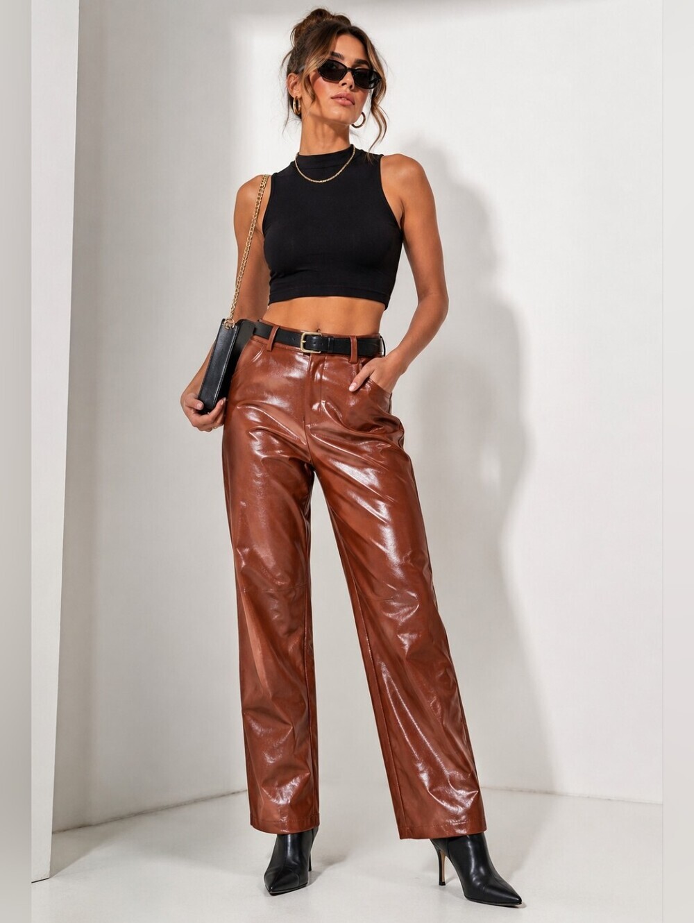 Cotton On Arlow Vegan Leather Wide Leg High Waist Pants Women’s size 8
